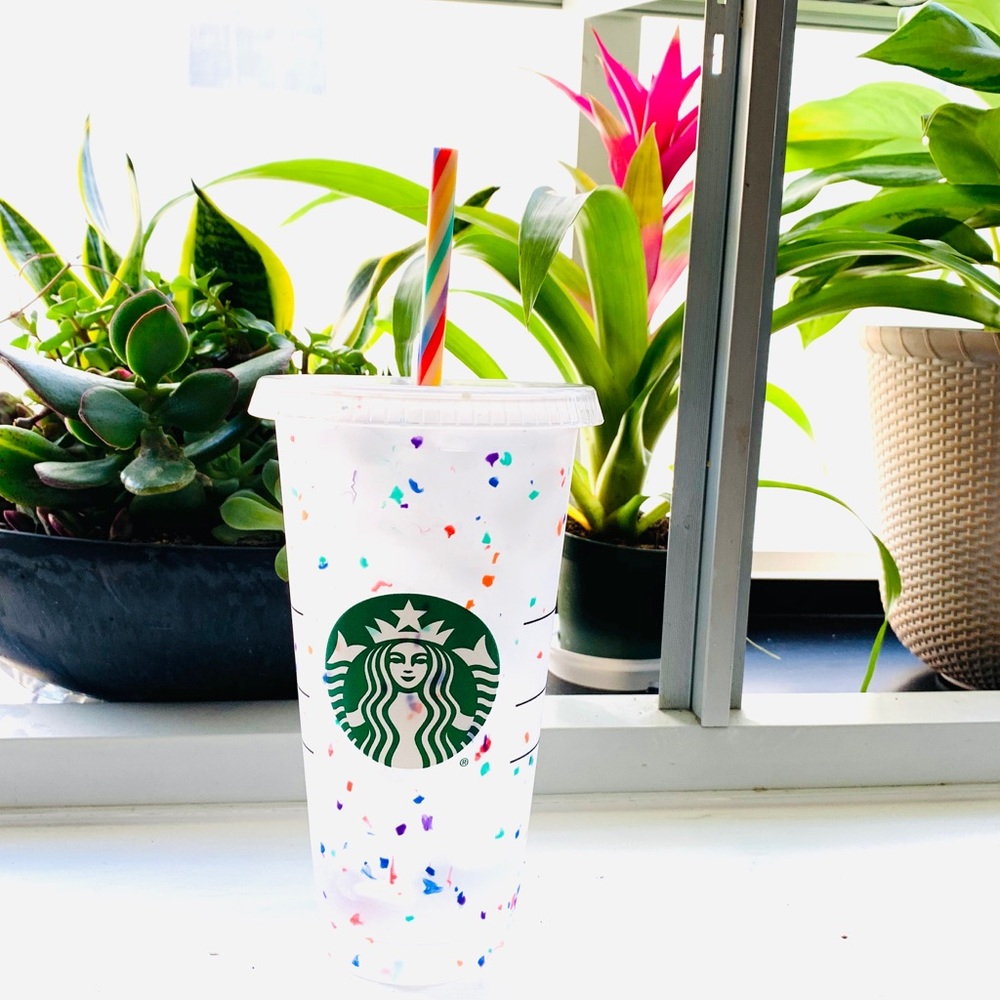 Starbucks rainbow confetti color changing cup🌈